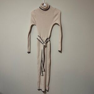 SHEIN Cream Long Sleeve Turtleneck Dress